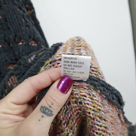 POL Chunky Distressed Sweater Womens S Purple Grunge Boho Normcore Hooded - Picture 4 of 16